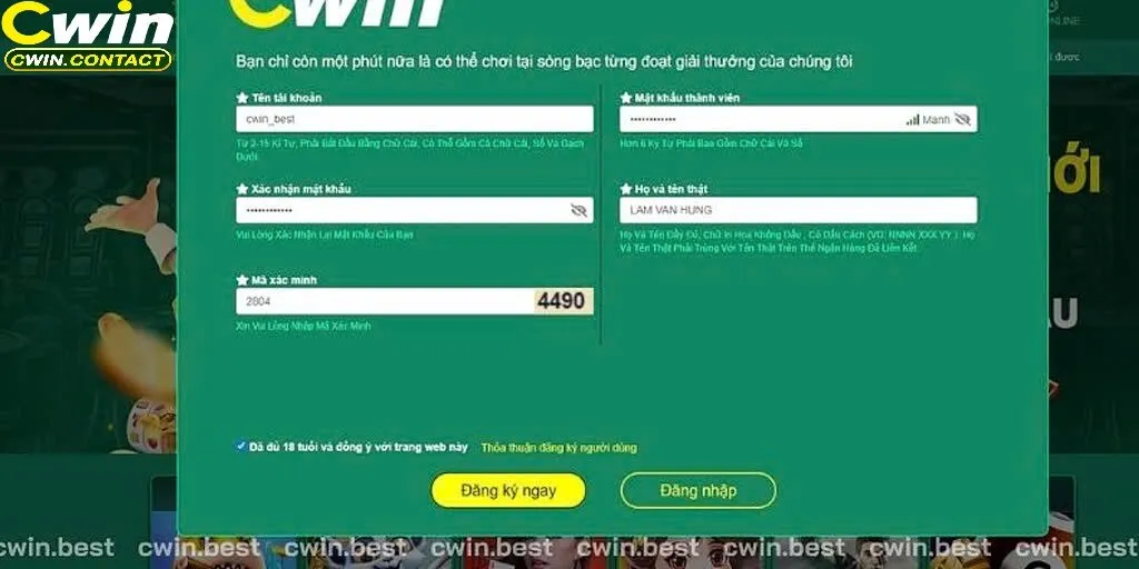 Nhập sai thông tin đăng nhập Cwin mà không biết